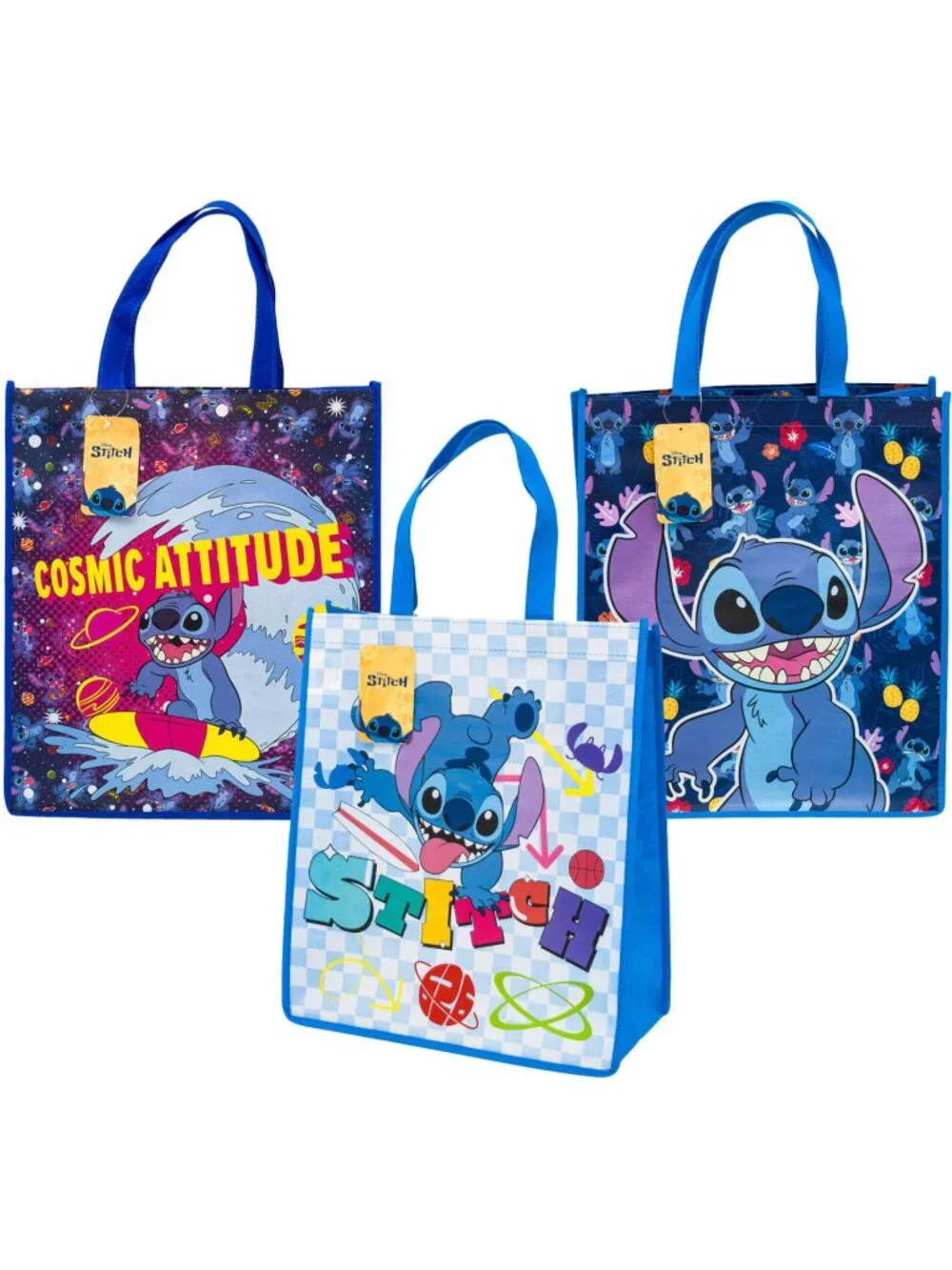 Disney Lilo & Stitch Reusable Gift Bags / Totes – Cosmic Attitude ( Set of 3 )